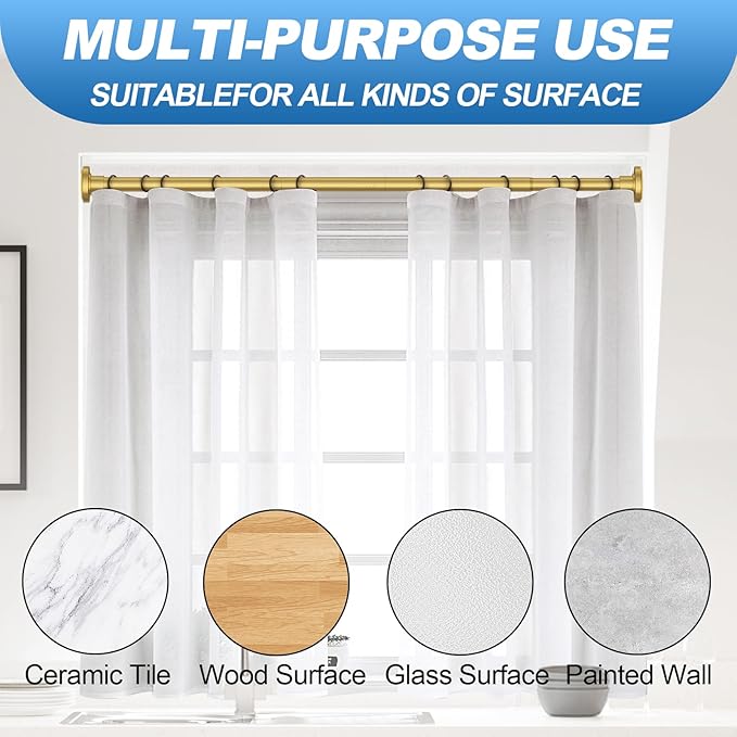 CorkLatta Gold Shower Curtain Rod 31 to 104 Inch,1 Inch Diameter Adjustable Spring Tension Curtain Rod No Drilling Stainless Steel Telescoping Rod,No Rust