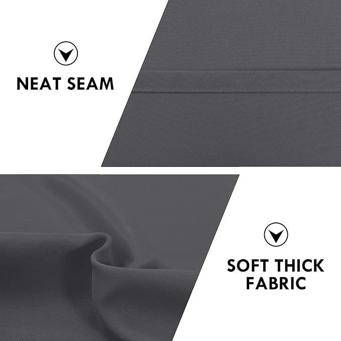 DWCN Kitchen Blackout Short Curtains for Bedroom 45 Inch Length 2 Panels Set, Solid Thermal Insulated Energy Saving Rod Pocket Window Treatment Curtains Blackout Draperies (W42 x L45 Inch, Dark Grey)