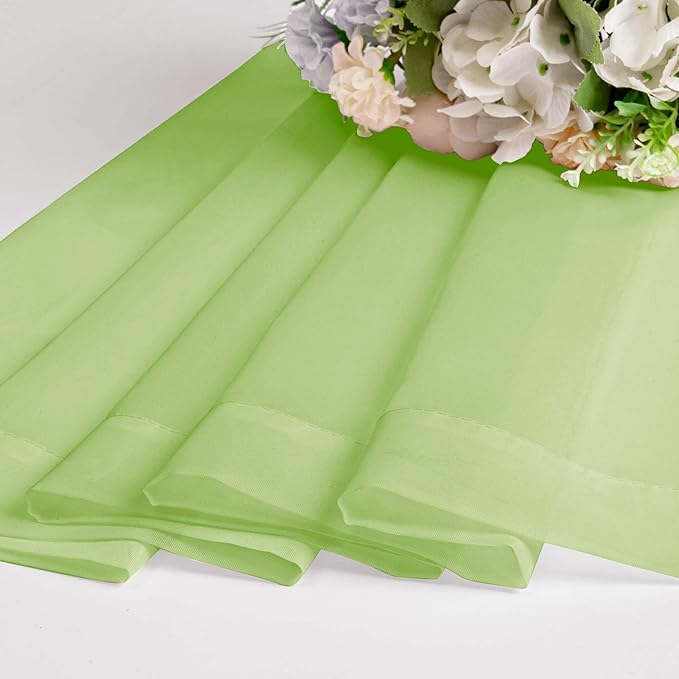 OWENIE Lime Sheer Curtains for Bedroom Living Room 96 Inches Long 2 Panels Set, Soft Solid Light Filtering Clear Sheer Ceiling to Floor for Large Window, 2Pcs, Each 42" W x 96" L, Lime