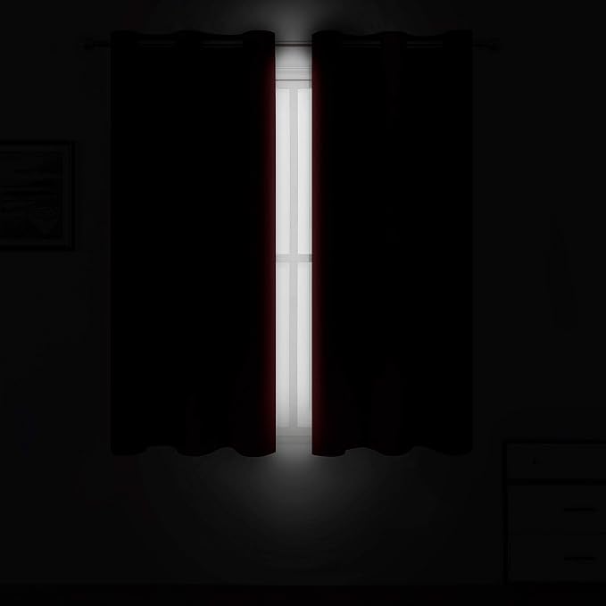 LEMOMO Red Blackout Curtains 34 x 84 Inch Length/Set of 2 Curtain Panels/Thermal Insulated Room Darkening Blackout Curtains for Bedroom