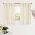 LAMIT Light Beige Linen Semi Sheer Curtains 45 Inch for Bedroom, Light Filtering Neutral Privacy Window Curtains Boho Rod Pocket Living Room Decor Panels for Loft Room, 2 Panels, 42 x 45 Inch