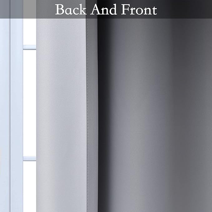 SimpleHome Ombre Room Darkening Curtains for Living Room, Light Blocking Gradient Black to Grey White Thick Thermal Insulated Grommet Window Curtains/Drapes for Bedroom, 2 Panels, 42x63 inches Length