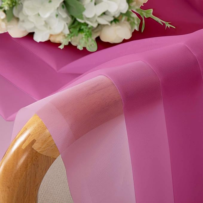 Lecloud Hot Pink Sheer Curtains 54 Inch Length 2 Pcs, Solid Color Voile Modern Farmhouse Decor Bedroom Curtains for Living Room, Rod Pockets Airy Window Treatment Drapes, Each Panel 42" W x 54" L