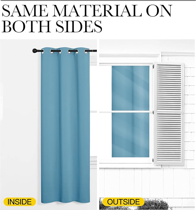 NICETOWN Blackout Draperies Curtains for Kids Room, Window Treatment Thermal Insulated Grommet Blackout Drape Panels for Bedroom (Teal Blue, Set of 2, 34 by 54 inches)