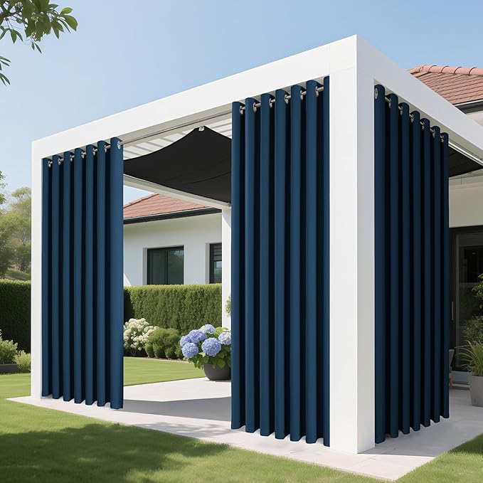 Joydeco Blackout Patio Sliding Door Curtains 84 Inches Long, Grommet Privacy Room Divider Curtains, Extra Wide Thermal Blackout Drapes for Bedroom Living Room (Navy Blue, 60Wx84L, 1 Panel)