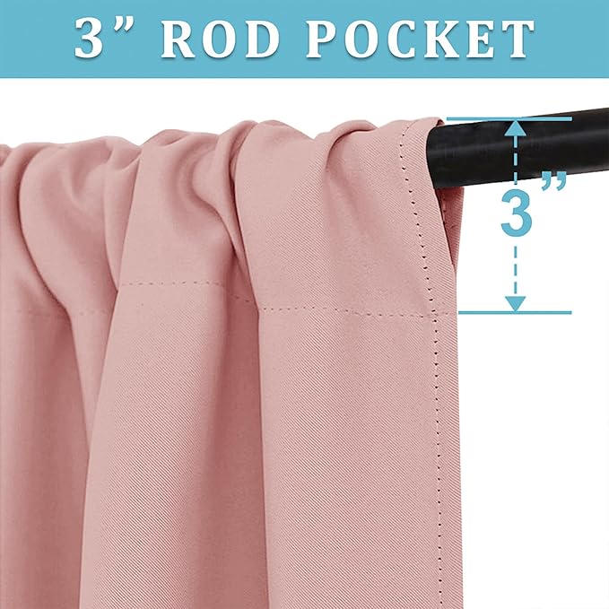 RYB HOME 54 inch Blackout Curtains for Living Room, Rod Pocket Thermal Insulated Small Window Drapes Room Darkening Shades for Bedroom Studio Dorm, W 42 x L 54 inch, Set of 2 Panels, Peach Blush
