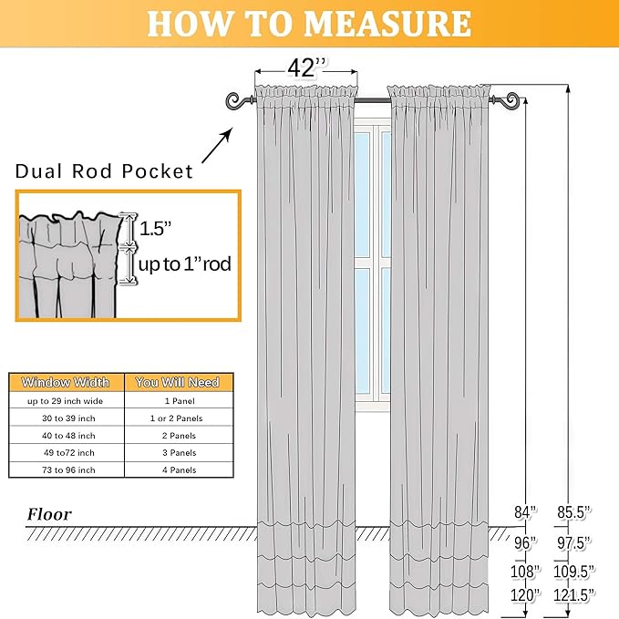 Gwine Blush Pink Sheer Curtains 84 Inches Long 2 Panels Set for Living Room, Rod Pocket Voile Bedroom Curtains, Light Filtering Solid Window Sheer Panels, Each 42" Wx84 L