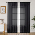 Gwine Black Sheer Curtains 84 Inches Long 2 Panels Set for Living Room, Rod Pocket Voile Bedroom Curtains, Light Filtering Solid Window Sheer Panels, Each 42" Wx84 L