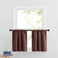 RYB HOME Blackout Bathroom Window Curtains, Short Thermal Insulated Heat Blocking Rod Pocket Half Window Curtain Tiers for Nursery Bedroom, Width 42 by Length 30, Chocolate Brown, 2 Panels
