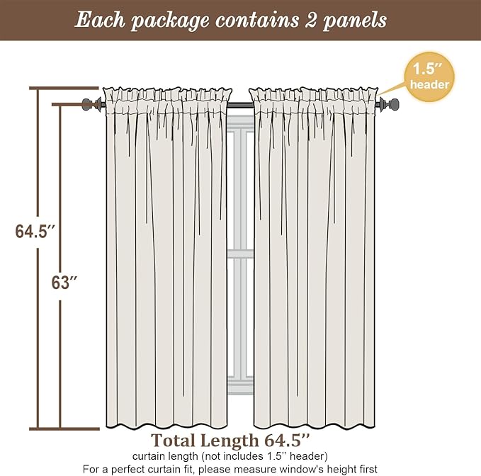 Chyhomenyc Turquoise Sheer Curtains 63 Inch Length 2 Panels, Light Filtering Airy Rod Pocket Window Curtain Treatment Drapes for Bedroom Living, Each 42Wx63L Inches