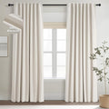 Topfinel 92 Inch Long Black Out Custom Drapery 2 Panels Neutral Blackout Cream White Curtains, Sun Blocking Tab Top Curtain Room Divider, Internet Famous Textured Linen Curtains 52" X 92", Bay Window