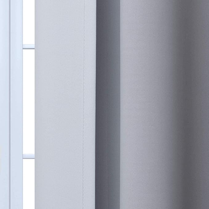 Yakamok Light Blocking Ombre Curtains, Greyish White and Black Gradient Color Curtains, Room Darkening Grommet Window Drapes for Bedroom(Black, 52x54 Inch, 2 Panels)