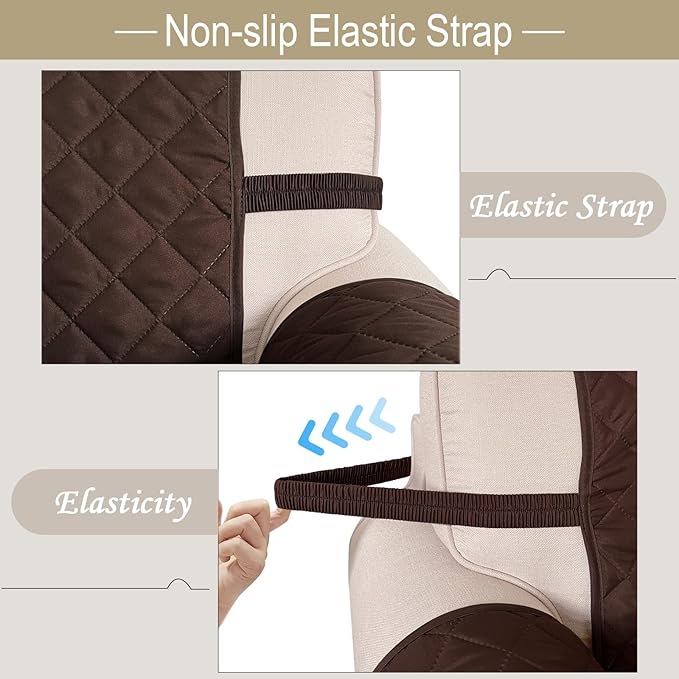 Reversible Oversized Sofa Covers Couch Cover Furniture Protector for Dogs Elastic Straps Water Resistant(XLSofa,Chocolate/Beige)