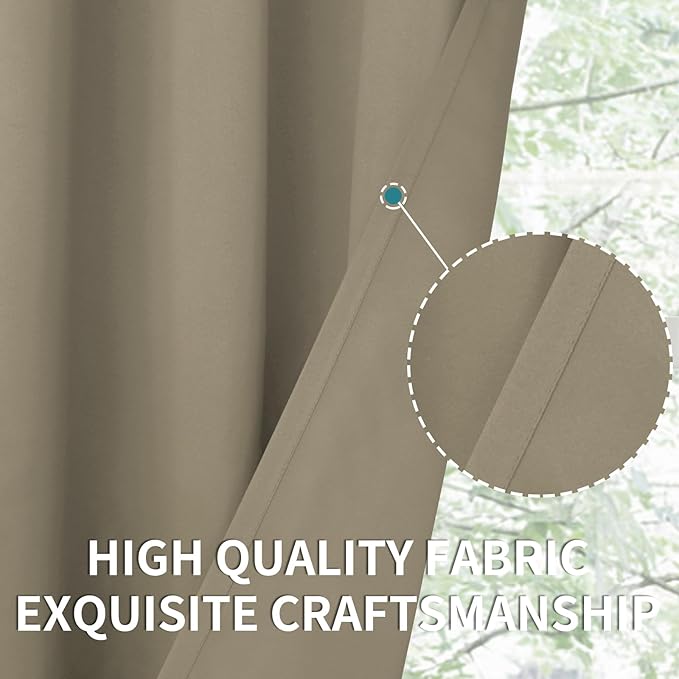 BGment Room Darkening Curtains 63 Inches Long - Grommet Thermal Insulated Drapes Window Treatment Curtains for Bedroom, 2 Panels, 70 x 63 Inch, Cocoa