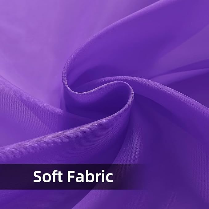 youleyar Solid Sheer Rod Pocket Curtain Voile Draperies 2 Panels White Beige Black Ivory Coffee 22 Inch Width 50 Inch Long 1 Pair for Kitchen Bedroom Children Living Room Yard(Purple,22W x 50L)