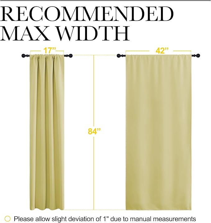 NICETOWN Blackout Curtains for Living Curtains, Paler Yellow, 2 Panels, 42 by 84, Room Darkening Window Curtain Panels, Easy-Care Solid Thermal Insulated Draperies/Drapes for Daughter Room
