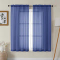 Gwine Royal Blue Sheer Curtains 63 Inch Length for Living Room 2 Panels, Light Filtering Rod Pocket Window Curtain Treatment for Bedroom, Voile Elegant Sheer Drapes，Each 42" Wx63 L, Royal Blue