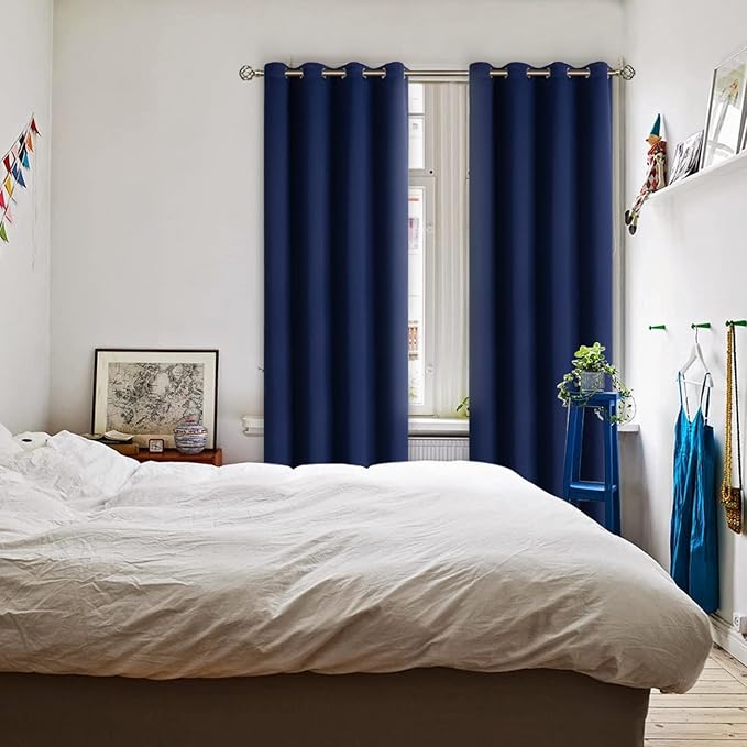 BGment Blackout Curtains for Living Room - Grommet Thermal Insulated Room Darkening Curtains for Bedroom, 2 Panels of 52 x 95 Inch, Navy
