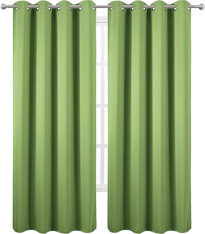 LEMOMO Light Green Blackout Curtains for Bedroom Room Darkening Curtains/Draperies 52 x 84 Inches Long Thermal Insulated Living Room Curtains Set of 2 Panels