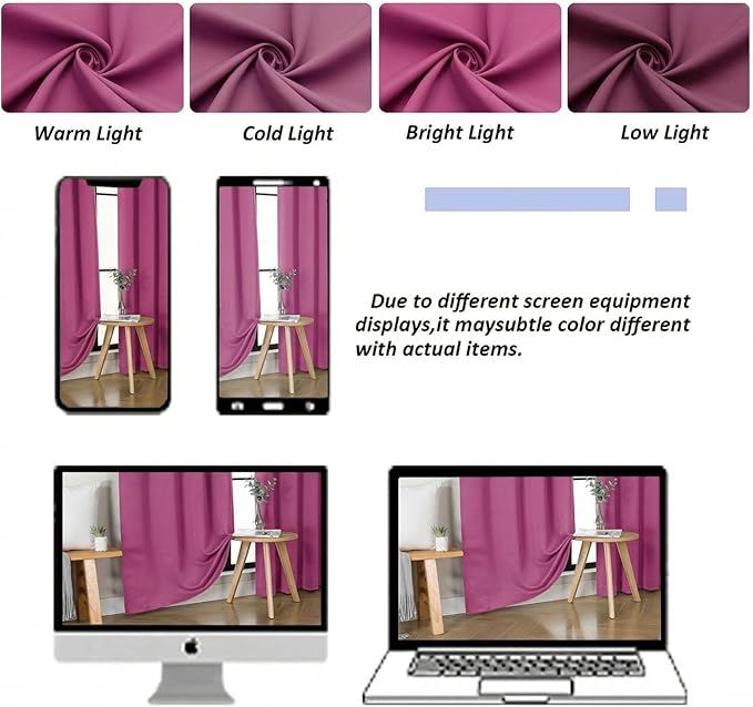 Simplebrand Ava Hot Pink Blackout Curtains for Bedroom 84 Inch Length 2 Panels Set, Solid Thermal Insulated Privacy Nursery Window Treatment Curtains Blackout Drapes, W40 x L84 Inch, Hot Pink