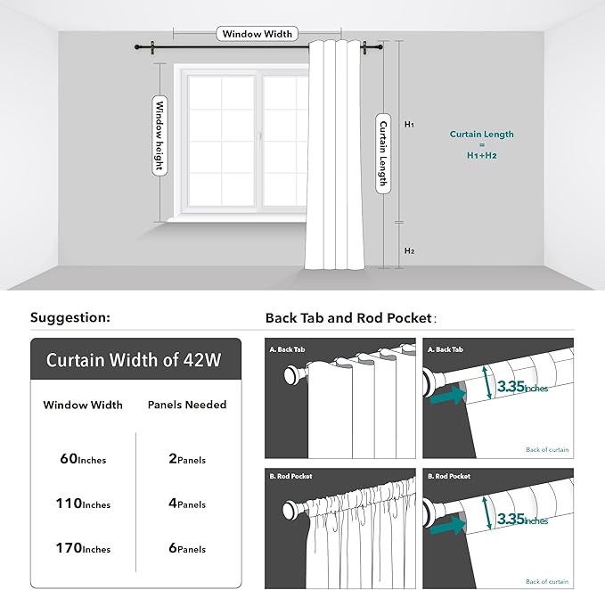 Deconovo Short Blackout Curtains for Small Windows Thermal Insulated Rod Pocket and Back Tab Curtains 42Wx45L Inch Brown 2 Panels