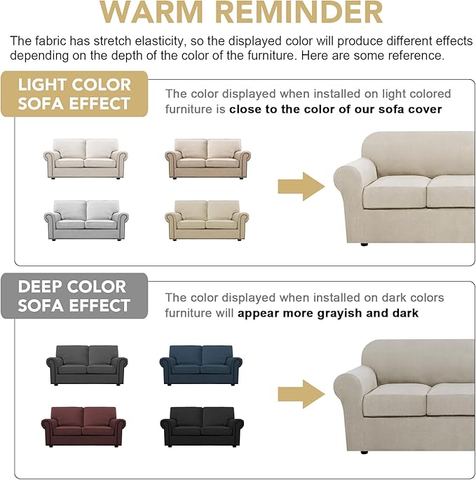 H.VERSAILTEX 3 Piece Stretch Sofa Covers for 2 Cushion Sofa Couch Covers for Living Room Sofa Slipcovers (Base Cover Plus 2 Seat Cushion Covers) Thicker Jacquard Fabric(Large Sofa, Island Fossi)