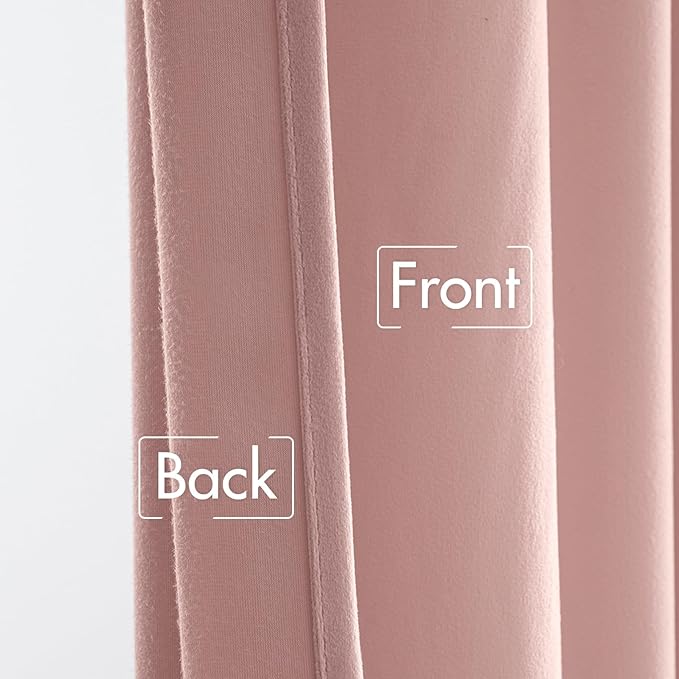 MIULEE Baby Pink Velvet Curtains 96 inches - Luxury Blackout Curtains for Bedroom Living Room Thermal Insulated Super Soft Window Drapes Rod Pocket & Back Tab, W52 x L96 inches, 2 Panels