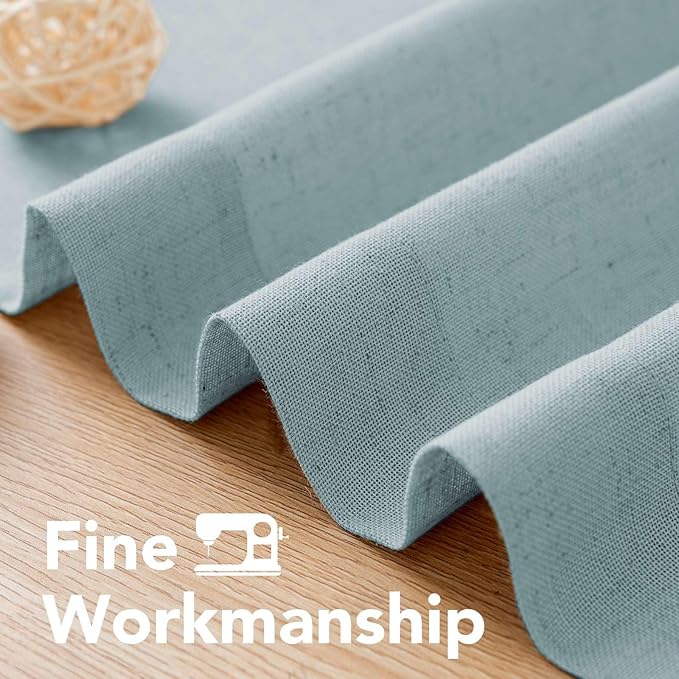 H.VERSAILTEX Living Room Linen Curtains - Semi Sheer, Nickel Grommet, Energy Saving Light Filtering Window Treatments - Panels for Bedroom, Cloud Blue, 2 Panels, 52 x 108 Inch