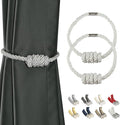 BEL AVENIR Magnetic Curtain Tiebacks, Decorative Drapery Holdbacks Modern Woven Tie-Backs with Exquisite Knot (White, 2 Pack)