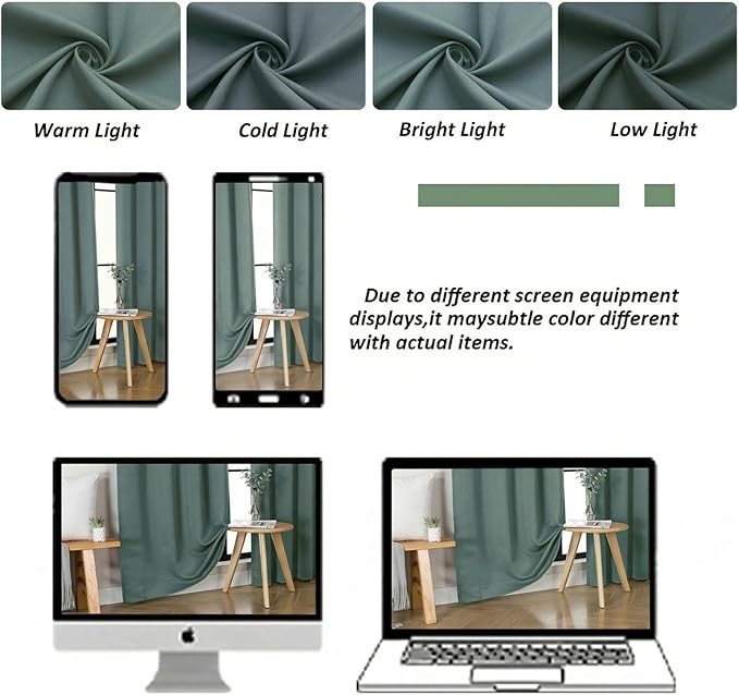 Simplebrand Ava Dark Green Short Blackout Curtains for Bedroom 54 Inches Long 2 Panels Set, Solid Thermal Insulated, Energy Saving Window Treatment Curtains Blackout Drapes, W40 x L54 Inch, Dark Green