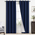 Yakamok Navy Blue 100% Blackout Curtains 84 Inches Long Thermal Insulated Window Curtain for Bedroom Living Room Darkening Set of 2 Panels Grommet Top Drapes with 2 Thick Layers 52x84 Inches Dark Blue