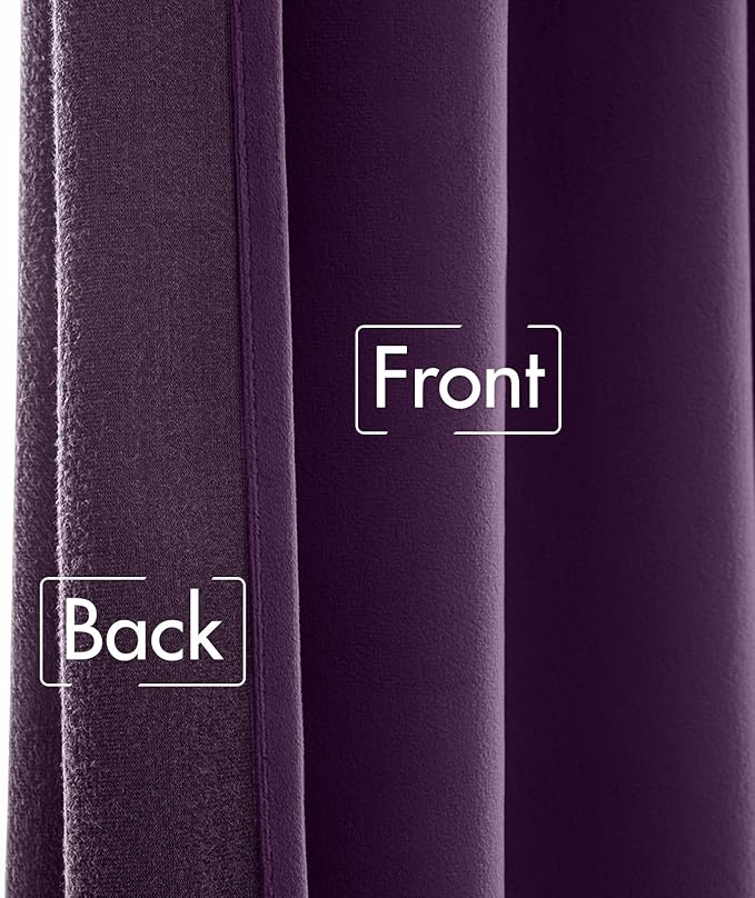 MIULEE Purple Velvet Curtains 84 inches - Luxury Blackout Curtains for Bedroom Living Room Thermal Insulated Super Soft Window Drapes Rod Pocket & Back Tab, W52 x L84 inches, 2 Panels