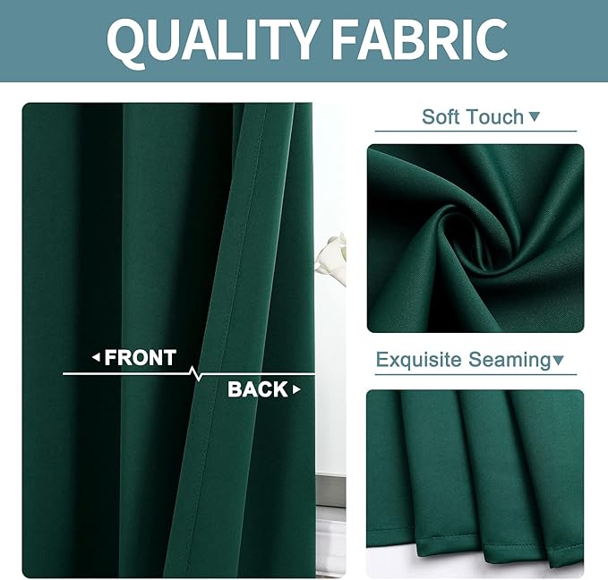 ChrisDowa Blackout Curtains 108 Inches Long 2 Panels Set for Living Room, Grommet Thermal Insulated Room Darkening Curtains for Bedroom (Forest Green, 52 x 108 Inch)