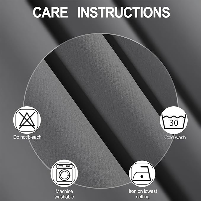 LEMOMO Blackout Curtains 52 x 90 Inch Long Frost Grey Curtains Set of 2 Panels Room Darkening Curtains for Bedroom and Living Room