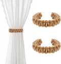 Ptwola 2 Pack Braided Curtain Tiebacks Boho Elegant Rustic Curtain Holdbacks Tie Backs Holders Set Simple Light Weight Drapes Decorative Accessories Handmade for Home Office Bedroom Window (2, Linen)