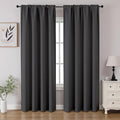 CUCRAF Dark Grey Blackout Curtains 72 inch Length 2 Panels Set, Rod Pocket Room Darkening Drapes for Bedroom Living Room, Insulated Thermal Light Blocking Window Curtain (W52 x L72 Inch)