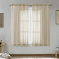 OVZME Taupe Sheer Curtains 54 Inches Long 2 Panels - Soft Light Filtering Window Sheer Panels for Living Room/Bedroom, Top Dual Rod Pocket, 1 Pair, Each 42Wx54L Inches