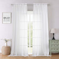 Lecloud Sheer White Curtains 96 Inches Long 2 Panels Set, Solid Airy Voile Dual Rod Pocket Sheer Curtains, Elegant Light Filtering Window Curtain Drapes for Living Room Garden, 59" W x 96" L