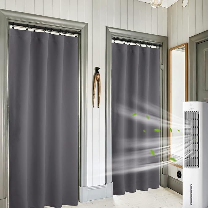 RYB HOME Blackout Curtains for Bedroom 84 inches Long 2 Panels Set, Privacy Thermal Insultaed Sunlignt Heat Blocking Drapes for Nursery Rental Room, Width 42 by Length 84, Grey