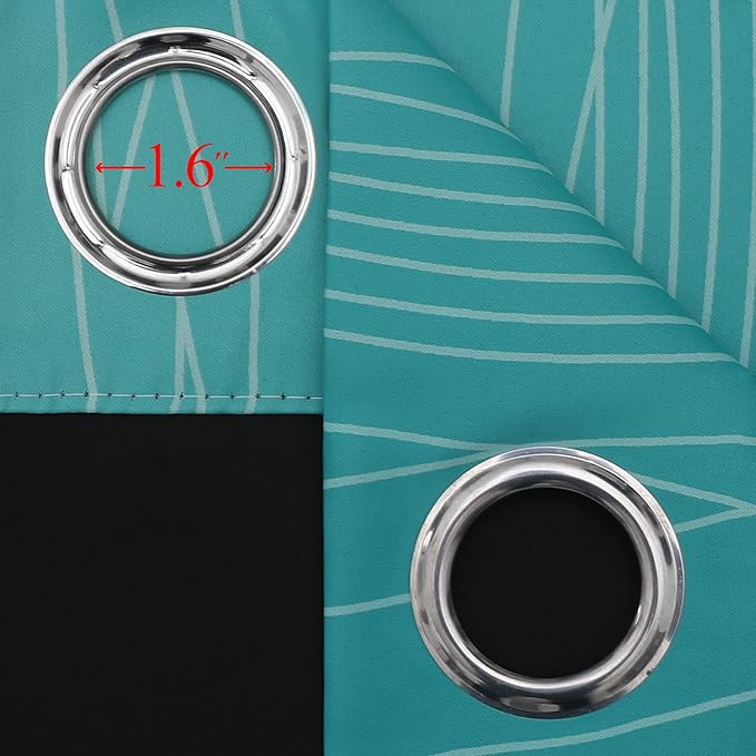 Estelar Textiler Grayish White and Teal Blackout Curtains for Living Room, Ombre Thermal Insulated Noise Reducing Blackout Drapes for Bedroom, Room Darkening Grommet Curtains, 52Wx72L, 2 Panels