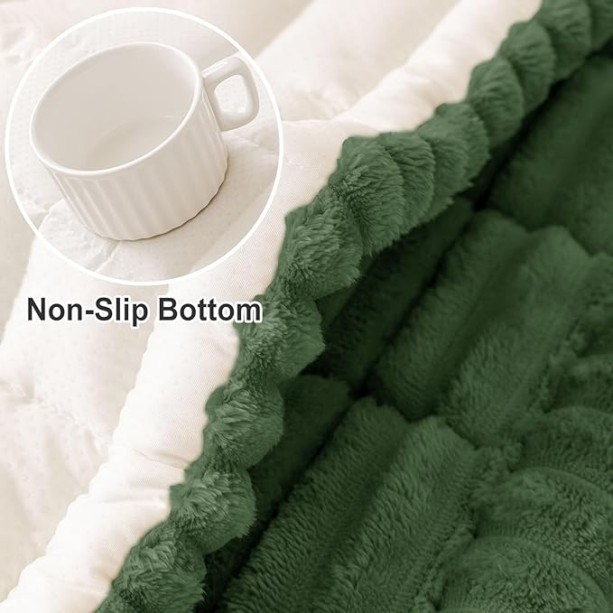 hyha Couch Covers for Dogs Washable, Non Slip Plush Dog Sofa Protectors, Fuzzy Pet Couch Covers for 3 Cushion Sofa Pet Friendly (Dark Green, 27.6" x 59")