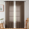 Sheer Chocolate Curtains for Bedroom Living Room 90 Inches Long 2 Panels Set, Soft Airy Light Filtering Sheer Window Treatments, Modern Rod Pocket Curtains Drapes, Each 42" Wx90 L Inch