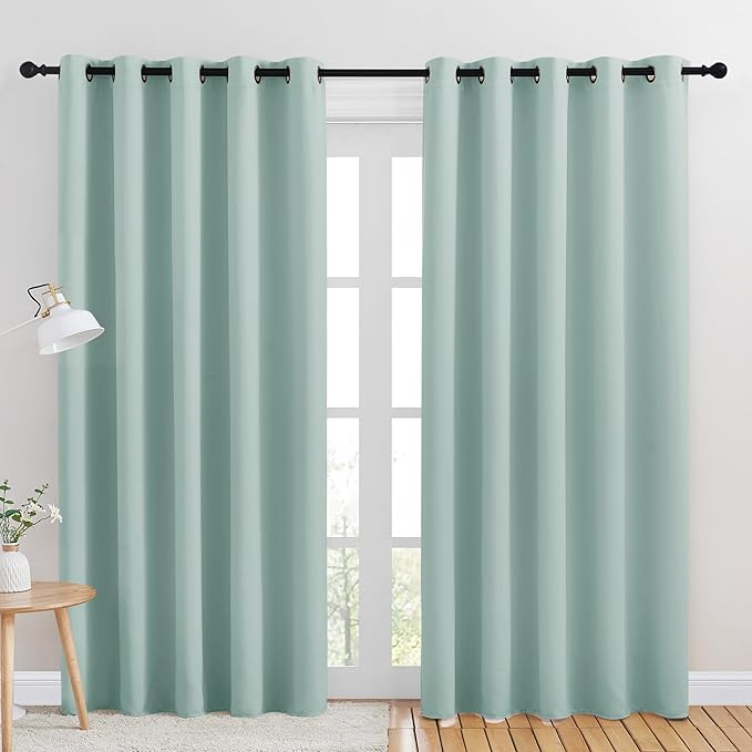 NICETOWN Room Darkening Draperies Window Curtain Panels, Aqua, 2 Panels, W60 x L84 -inch, Thermal Insulated Grommet Room Darkening Curtains for Bedroom