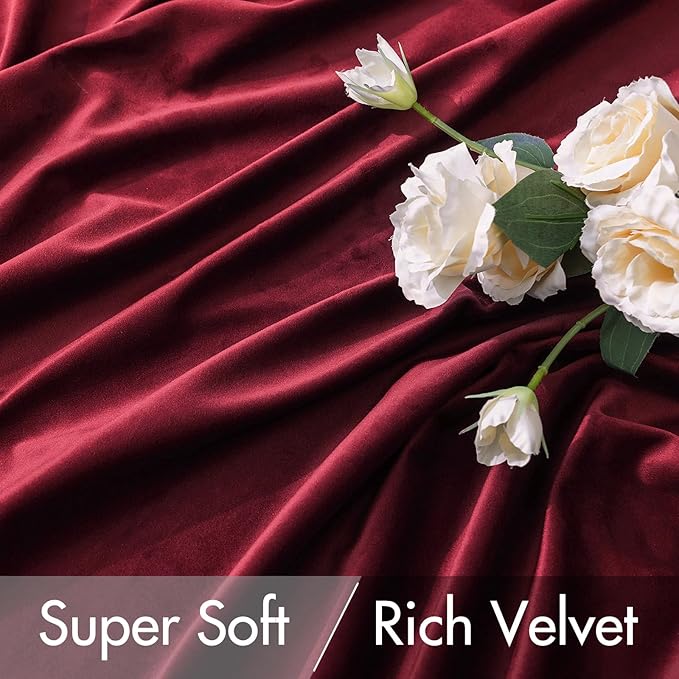 MIULEE Velvet Curtains 108 inches Long 2 Panels - Luxury Blackout Curtains for Bedroom Living Room Thermal Insulated Super Soft Christmas Decor Window Drapes Rod Pocket & Back Tab, Burgundy Red