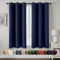 MIULEE Navy Blue Blackout Curtains for Bedroom Living Room 63 Inches Long 2 Panels, Thermal Insulated Room Darkening Drapes Solid Grommet Noise Reduction Light Blocking Window Treatments 34x63 Inch