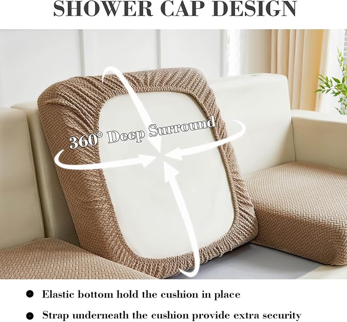 Sofa Covers Couch Covers for Sofa Pet Friendly Couch Cushion Covers Universal Sofa Covers Washable Stretch Slipcovers for Sectional Sofa (Texture Light Coffee,Large Single Seat Cover)