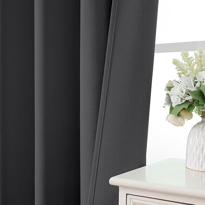 Joydeco 84Inch Blackout Curtains for Bedroom, Black Out Curtains 84 inch Long, Thermal Insulated Long Drapes 2 Panels Set, Room Darkening Grommet Grey Curtains for Living Room, Cortinas para Sala