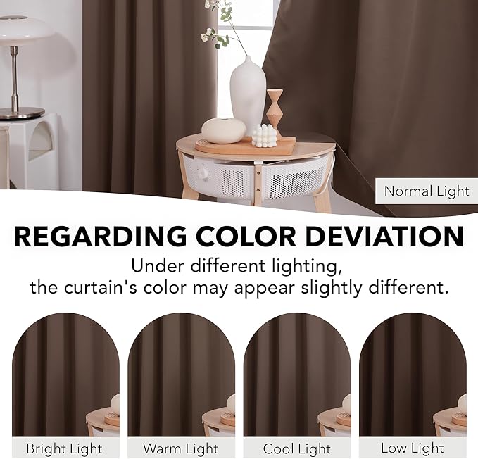 Deconovo Short Blackout Curtains for Small Windows Thermal Insulated Rod Pocket and Back Tab Curtains 42Wx45L Inch Brown 2 Panels