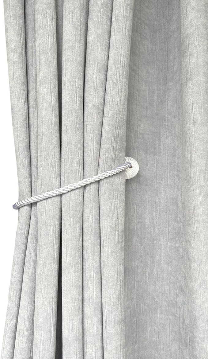 Melaluxe 4 Pack Magnetic Curtain Tiebacks, Decorative Curtain Holdbacks for Window Décor (White)