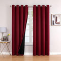 ChrisDowa 100% Blackout Curtains 102 inch Long for Bedroom with Black Liner, 2 Thick Layers Total Blackout Thermal Insulated Grommet Window Curtains 2 Panels Set (Burgundy, 52 x 102 Inch)